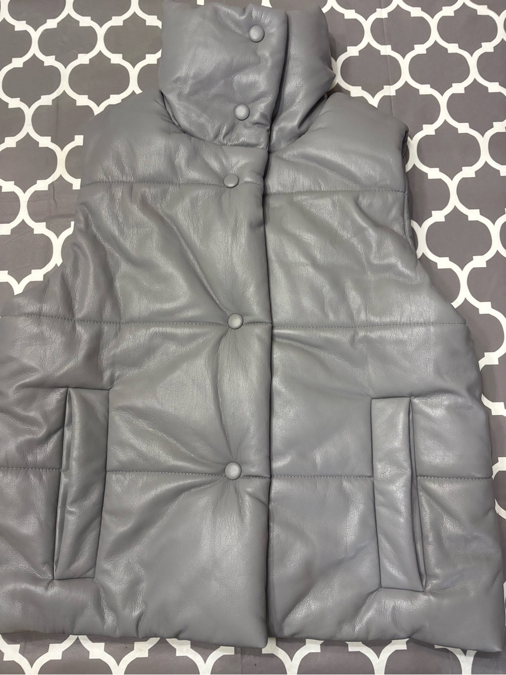Nanushka Murillo Dusk Blue Quilted Vegan Leather Puffer Vest NWT - Picture 2 of 12